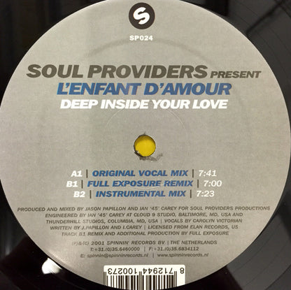 Soul Providers Present L'Enfant D'Amour : Deep Inside Your Love (12")
