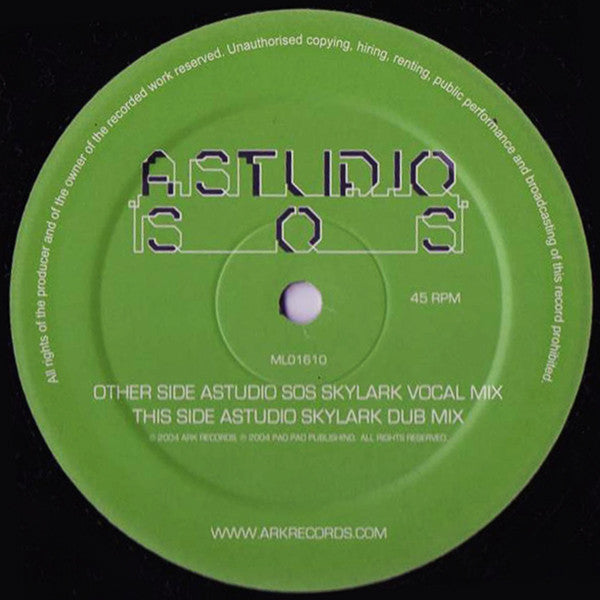 AStudio* : SOS Part 2 (Skylark Vocal & Dub Mixes) (12")