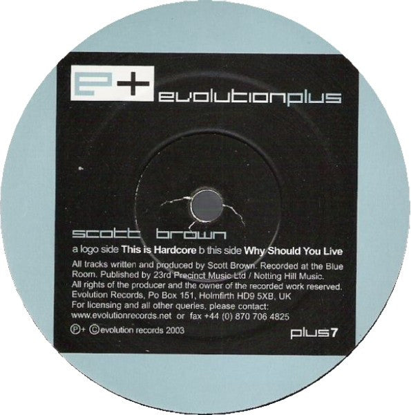Scott Brown : This Is Hardcore / Why Should You Live (12")