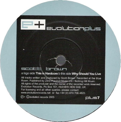 Scott Brown : This Is Hardcore / Why Should You Live (12")
