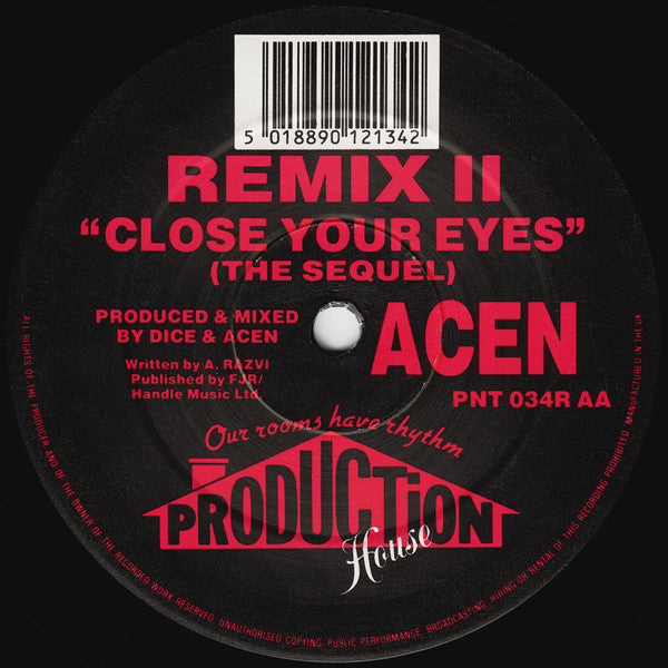 Acen : Close Your Eyes (Optikonfusion!) (Remix I) / Close Your Eyes (The Sequel) (Remix II) (12")