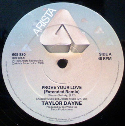 Taylor Dayne : Prove Your Love (Extended Remix) (12", Single)