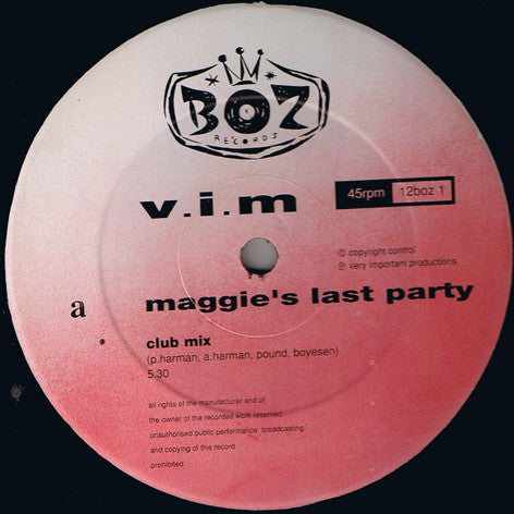 V.I.M. : Maggie's Last Party (12")