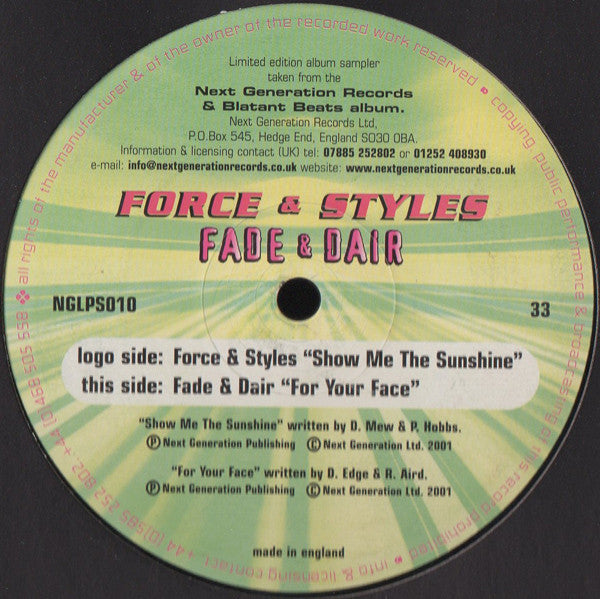 Force & Styles / DJ Fade & Dair : Show Me The Sunshine / For Your Face (12", Ltd, Smplr)