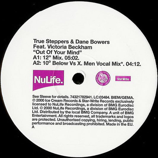 True Steppers & Dane Bowers Feat. Victoria Beckham : Out Of Your Mind (12", Single)