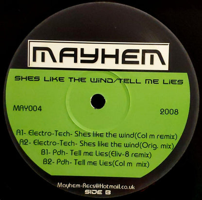 Electro-Tech / Pdh : Shes Like The Wind / Tell Me Lies (12", Ltd, Promo)