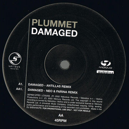 Plummet : Damaged (12", Promo)