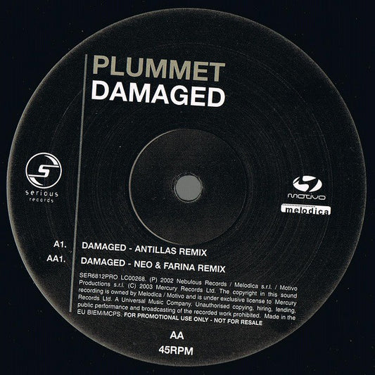 Plummet : Damaged (12", Promo)