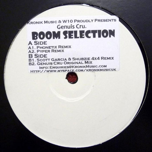 Genuis Cru* : Boom Selection (2008 Remixes) (12", Promo, W/Lbl, Sti)