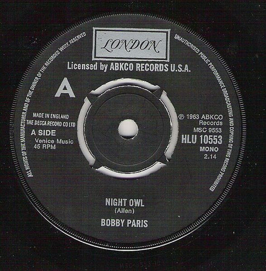Yvonne Baker / Bobby Paris : You Didn't Say A Word / Night Owl (7", Single, Mono)