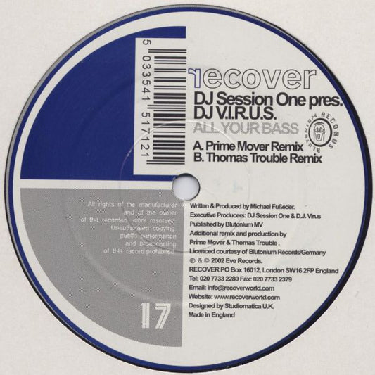 DJ Session One Pres. DJ Virus : All Your Bass (12", One)