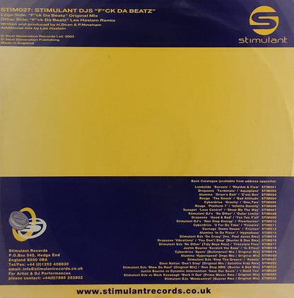 Stimulant DJs : F*ck Da Beatz (12")