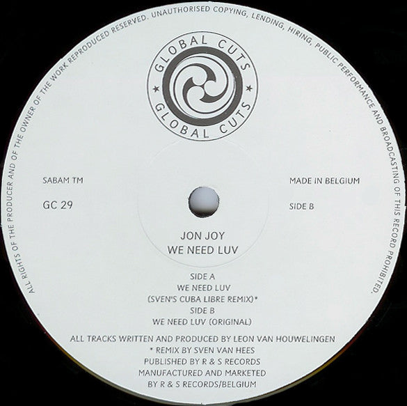 Jon Joy : We Need Luv (12")