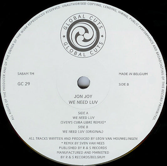Jon Joy : We Need Luv (12")