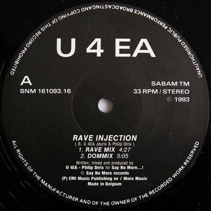 U 4 EA* : Rave Injection / Animal Rave (12")