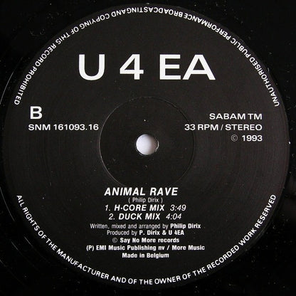 U 4 EA* : Rave Injection / Animal Rave (12")