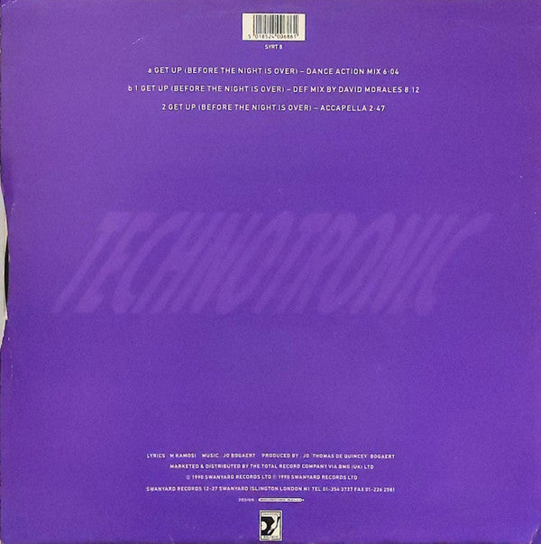 Technotronic Featuring Ya Kid K : Get Up (Before The Night Is Over) (12", Single, Pic)