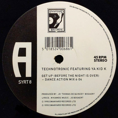 Technotronic Featuring Ya Kid K : Get Up (Before The Night Is Over) (12", Single, Pic)