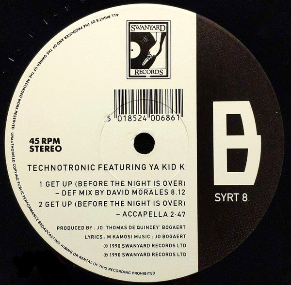 Technotronic Featuring Ya Kid K : Get Up (Before The Night Is Over) (12", Single, Pic)