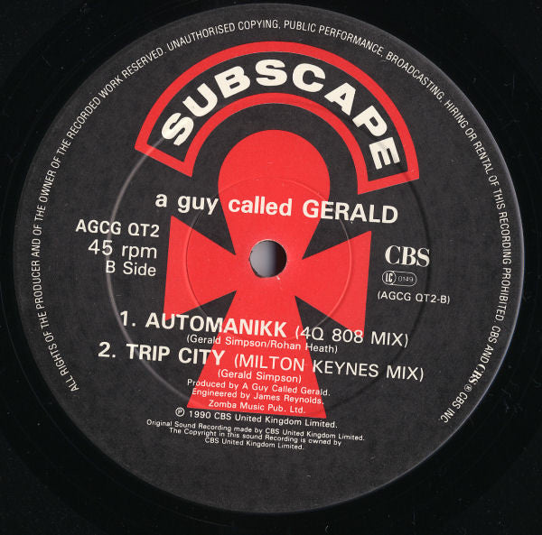A Guy Called Gerald : Automanikk (Just 4 U Gordon Mix) (12")