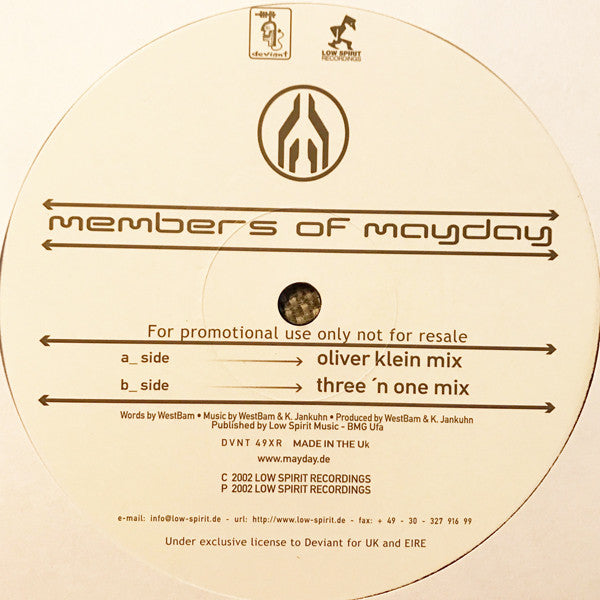 Members Of Mayday : Sonic Empire (12", Promo)
