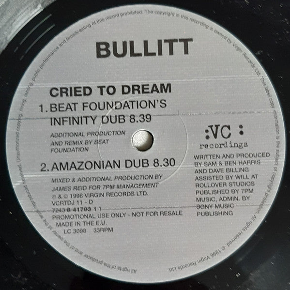 Bullitt : Cried To Dream (2x12", Promo)