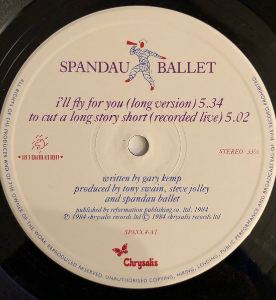 Spandau Ballet : I'll Fly For You (12", Single)