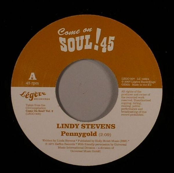 Lindy Stevens / The Originals : Pennygold / Don't Stop Now (7")