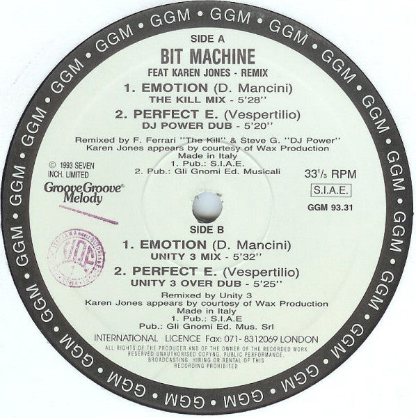 Bit Machine Feat Karen Jones : Remix (12")