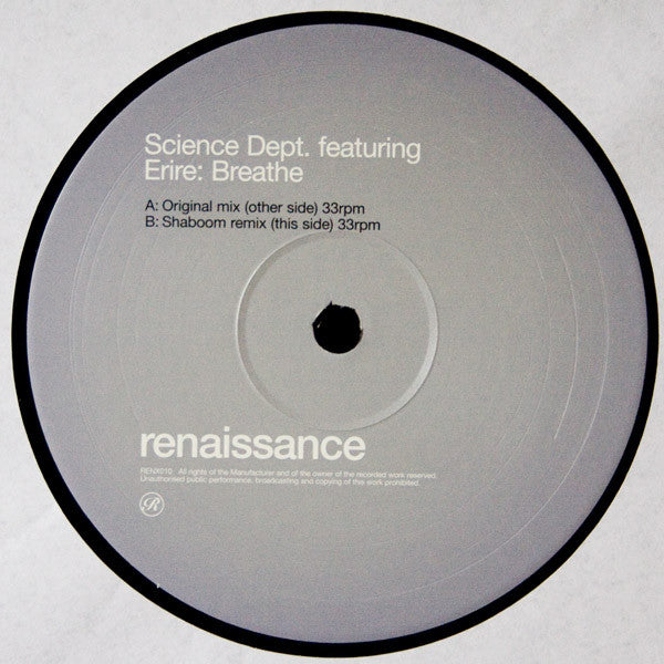 Science Dept.* Featuring Erire : Breathe (2x12", Promo, Gat)