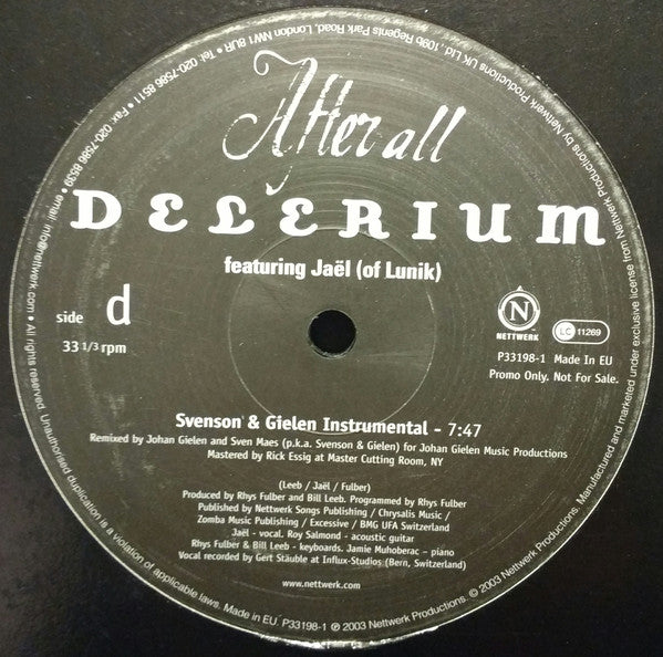 Delerium : After All (2x12", Promo)