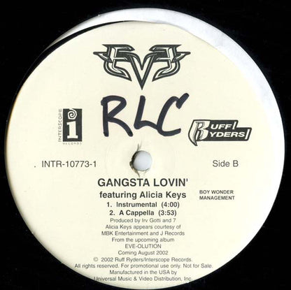 Eve (2) featuring Alicia Keys : Gangsta Lovin' (12", Single, Promo)