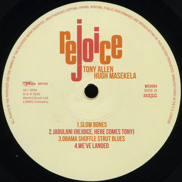 Tony Allen And Hugh Masekela : Rejoice (LP, Album, 180)