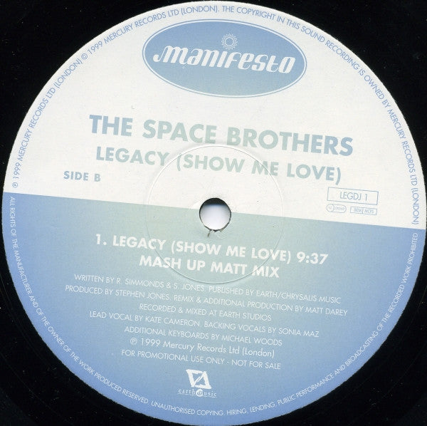 The Space Brothers : Legacy (Show Me Love) (12", Promo)