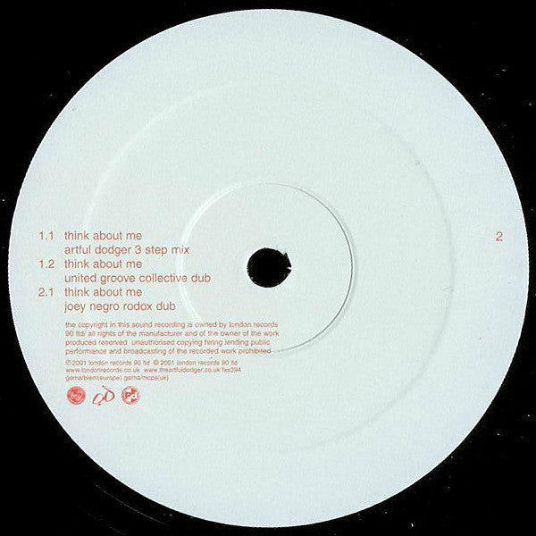 Artful Dodger Featuring Michelle Escoffery : Think About Me (Remixes) (12")