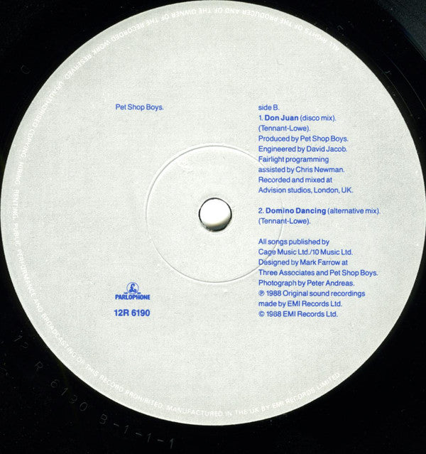 Pet Shop Boys : Domino Dancing (12", Single)