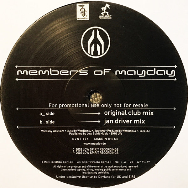Members Of Mayday : Sonic Empire (12", Promo)
