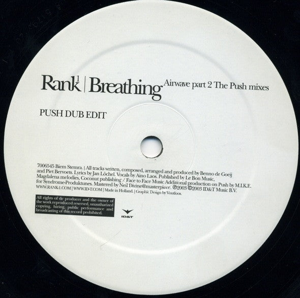 Rank1* : Breathing Airwave Part 2 The Push Mixes (12")