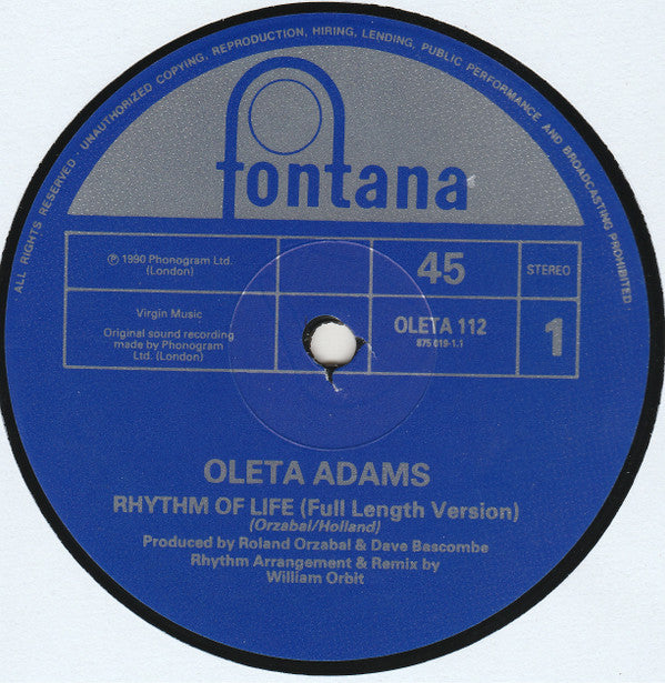 Oleta Adams : Rhythm Of Life (12")