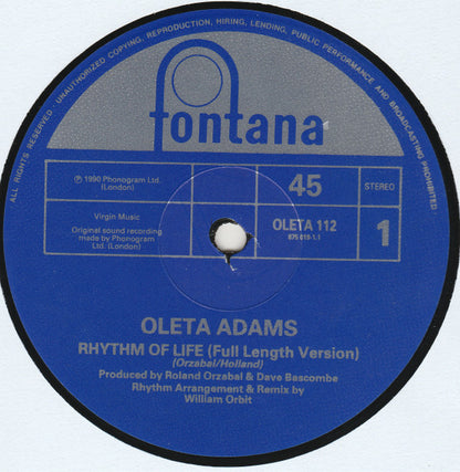 Oleta Adams : Rhythm Of Life (12")