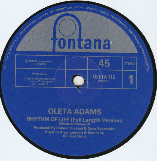 Oleta Adams : Rhythm Of Life (12")
