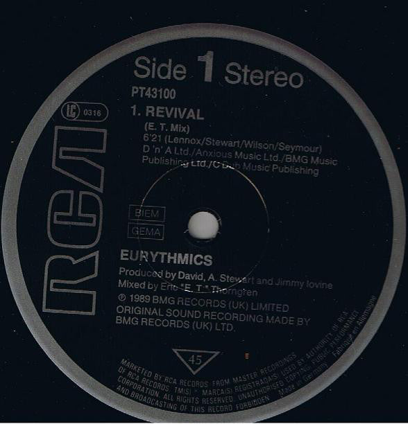 Eurythmics : Revival (12", Maxi)