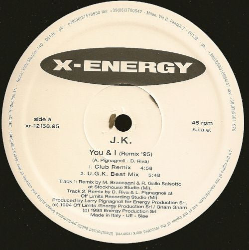 J.K. : You & I (Remix '95) (12", RP)