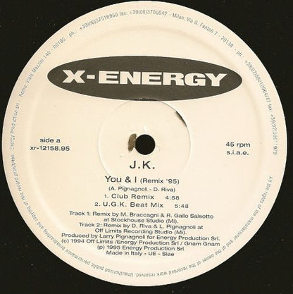 J.K. : You & I (Remix '95) (12", RP)