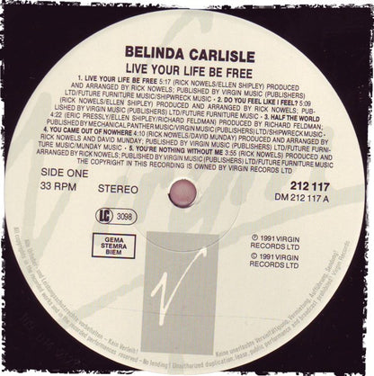 Belinda Carlisle : Live Your Life Be Free (LP, Album)