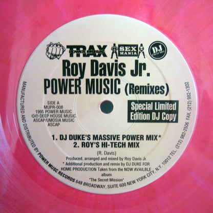 Roy Davis Jr. : Power Music / Dance With Me (Remixes) (12", Ltd, Promo, Pin)