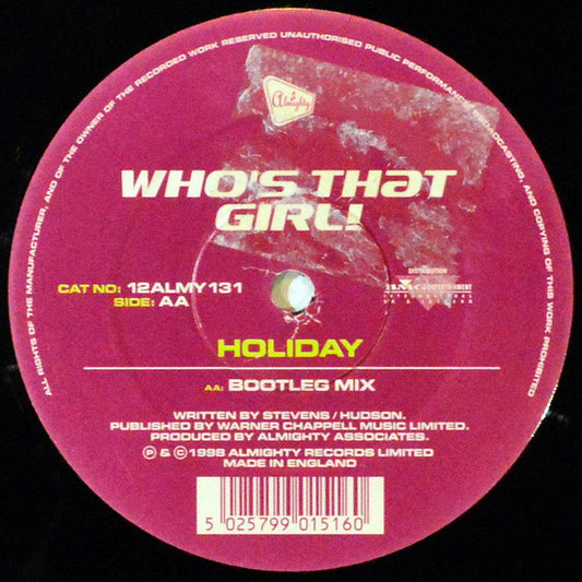 Who's That Girl! : Holiday (12", Single)