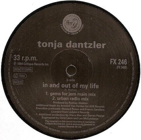 Tonja Dantzler : In And Out Of My Life (12")