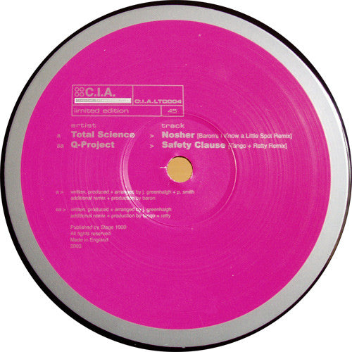 Total Science / Q Project : Nosher (Baron VIP) / Safety Clause (Tango & Ratty Remix) (12", Ltd)