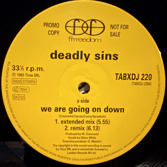 Deadly Sins : We Are Going On Down (12", Promo)